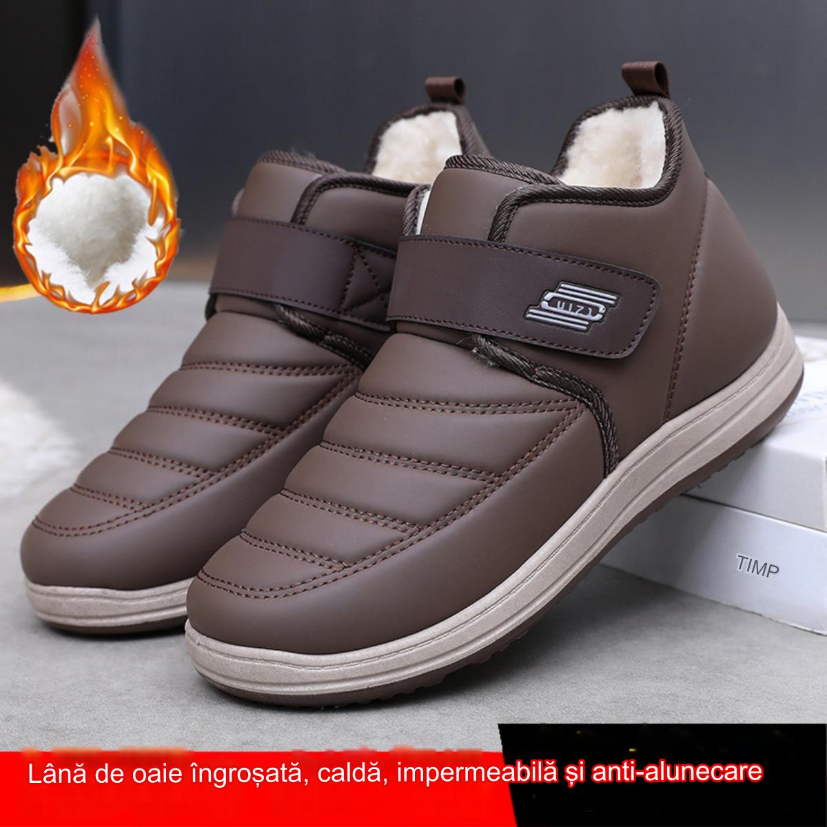 【39%OFF】【39-44】🔥2024 Nuevo estilo de invierno más zapatos de hombre impermeables y antideslizantes de terciopelo y cuero genuino engrosado