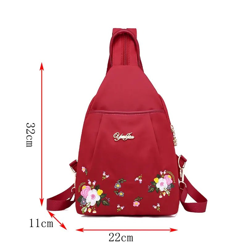 Mochila de viaje bordada a la moda, se puede llevar en el cuerpo o en el hombro--3866561