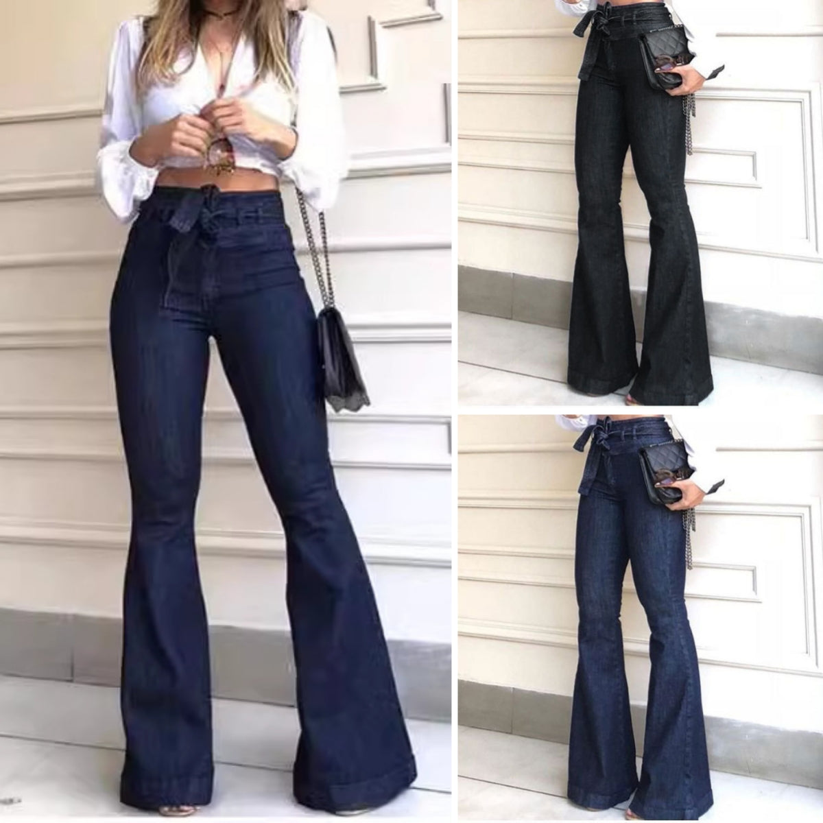 👖Jeans anchos de talle alto, microelásticos y cómodos para todo el día ✨--3854099