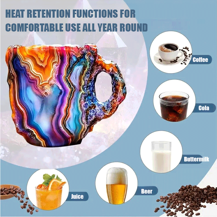 🥰【Venta caliente🌿】【300ml】2025 Taza de café mineral de cristal estilo natural--3871108