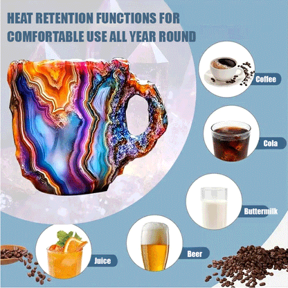 🥰【Venta caliente🌿】【300ml】2025 Taza de café mineral de cristal estilo natural--3871108