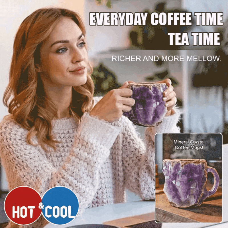 🥰【Venta caliente🌿】【300ml】2025 Taza de café mineral de cristal estilo natural--3871108
