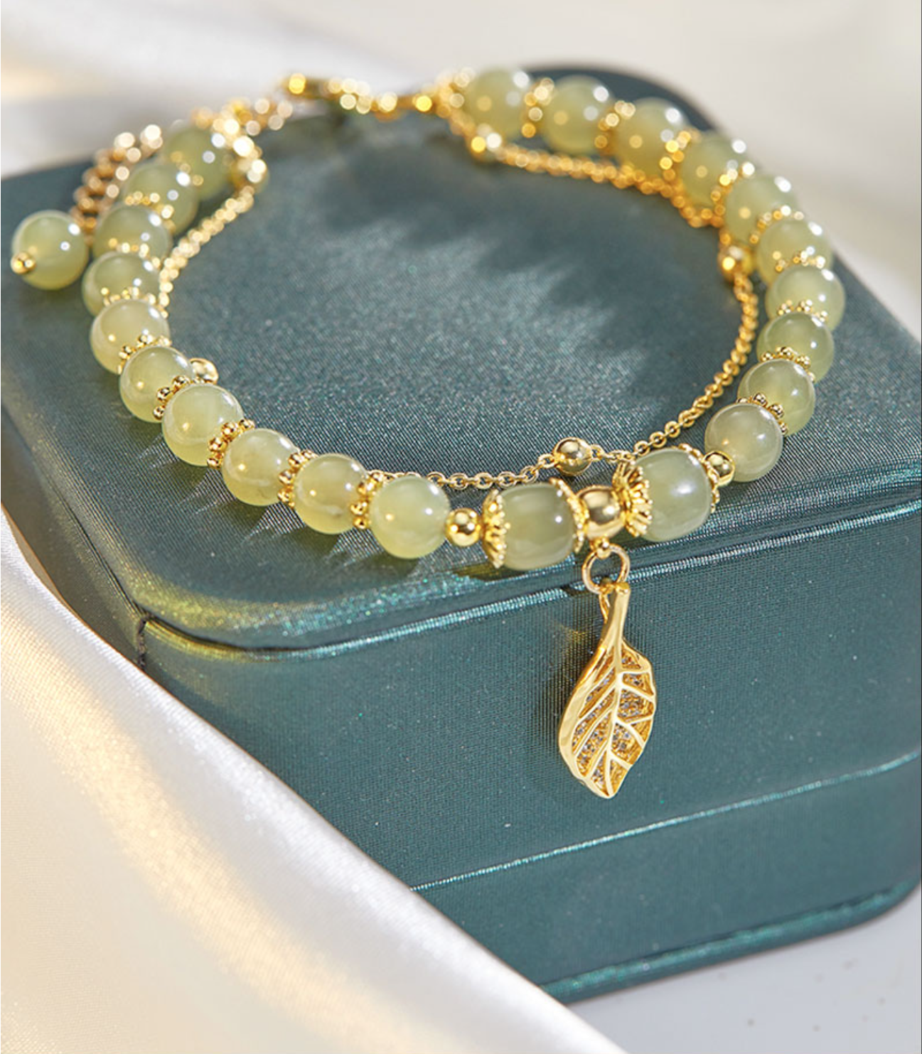 ✨【Compre uno y llévese otro gratis】Nueva pulsera de jade hetiano de oro de 14 quilates