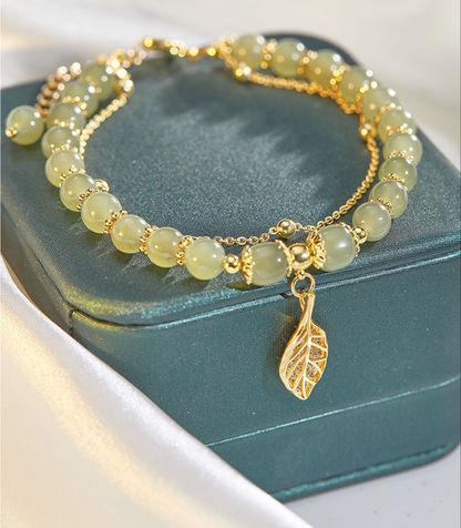 ✨【Compre uno y llévese otro gratis】Nueva pulsera de jade hetiano de oro de 14 quilates